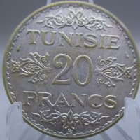 Tunisia, silver 20 francs 1934