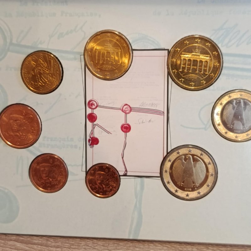 France official euro coin set 2003 , 40 years treat with Germany
