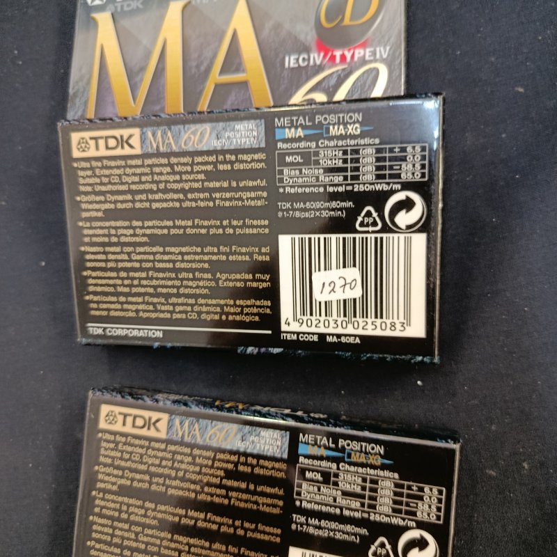 Σφραγισμένη κασετα ηχου, TDK MA 60 EA, metal position